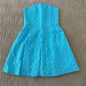 Lilly Pulitzer Blue Strapless Fit and Flare Dress